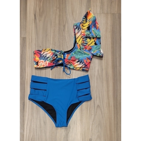 One Shoulder Two Piece Swimsuit Bikini - Picture 1 of 7